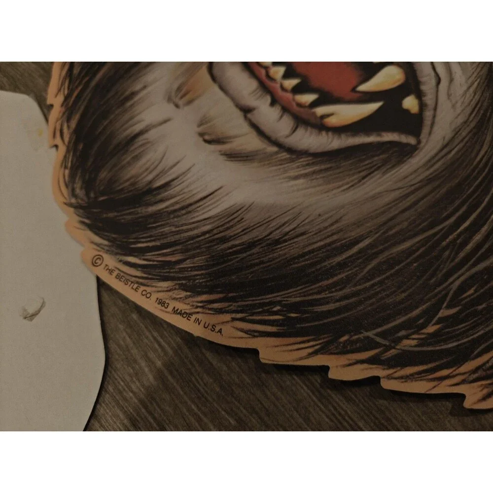 Vintage 1983 Beistle Co. Die Cut Double Sided Halloween Decoration Wolf Man
